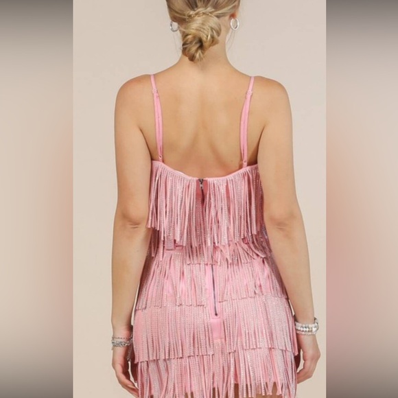 Pink Rhinestone Fringe Set - Picture 3 of 5